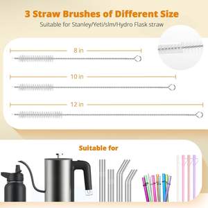 Juego <span class=keywords><strong>de</strong></span> cepillos limpiadores <span class=keywords><strong>de</strong></span> botellas <span class=keywords><strong>de</strong></span> agua 5 en 1, 5 unidades, mango largo <span class=keywords><strong>de</strong></span> 15 pulgadas, 3 pajitas, cepillo extraíble para detalles <span class=keywords><strong>de</strong></span> pezones para teteras - Product Image 3