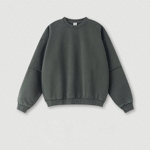 Sweat-shirt en molleton pour homme, style streetwear, effet délavé, patchwork, flocon de neige, col rond, faux deux pièces - Product Image 5