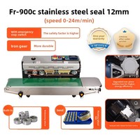 Machine de scellage continue entièrement automatique FR-900 de 12 mm avec interrupteur d'arrêt d'urgence, pièces améliorées pour sachets de thé, sacs en film et feuilles d'aluminium