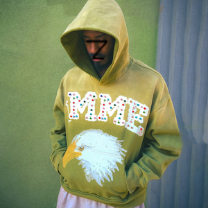 Sudaderas con Capucha <span class=keywords><strong>Ventor</strong></span> 100% Algodón con Pedrería, Sudaderas de Algodón Grueso con Efecto Desgastado por el Sol y Lavado Ácido Vintage para Hombre - Product Image 2