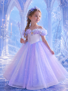 Vestido de <span class=keywords><strong>Princesa</strong></span> para Niñas, <span class=keywords><strong>Disfraz</strong></span> de Fiesta de Cumpleaños, Vestido de Gala, Ropa Infantil al por Mayor, Vestido Largo de Navidad con Flores para Boda - Product Image 1