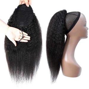 Extensions de cheveux naturels bouclés 100% humains pour femmes, faux cheveux, queue de <span class=keywords><strong>cheval</strong></span>, crépus, lisses - Product Image 1