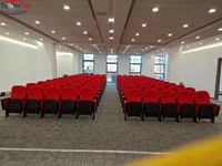Chaise de cinéma ergonomique avec rembourrage, sièges d'auditorium rembourrés avec accoudoirs intégrés pour les centres d'arts cinématographiques