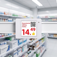 Sistem ESL Layar Eink Label Harga Digital Layar Eink Tahan Benturan untuk Toko Kelontong Apotek CE FCC