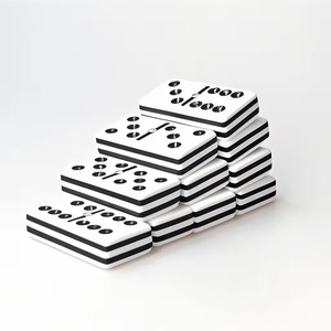 Juego de dominó acrílico Doble 6 seis personalizado de fábrica, negro, blanco, cinco capas, dominó acrílico, logotipo personalizado y paquete de juegos de mesa - Product Image 2
