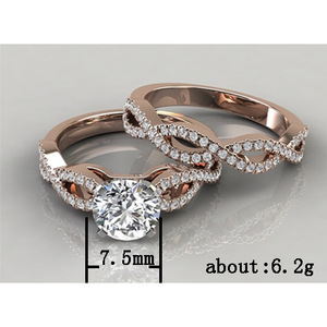 Anillo de Compromiso H078 en Oro Rosa con Diamantes, Corte Brillante Redondo, Diamante Natural Color G, Piedras Laterales - Product Image 5