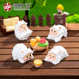 Cute Cotton Sheep <b>Doll</b> Resin Miniature Garden Decoration For Dollhouse Car Desktop Ornament - Product Image 2