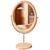 Personalized Wooden Oval Desktop Makeup Mirror with Stand Free-Standing Tabletop Bathroom Cosmetic Mirror (Silver Finish)