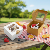 Cajas de Cartón Cuadradas Blancas para Panadería, Desechables, con Relieve, Reciclables, 10 x 10 x 5, 12 Pulgadas, para Empacar Pasteles, con Ventana, para Regalos y Alimentos