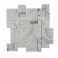 Mosaïque en marbre blanc de Carrare, pierre naturelle, feuille à dos maillé, mosaïque carrée et rectangulaire pour mur et sol de salle de bain et douche