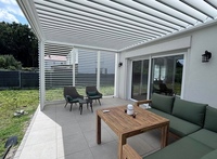 Pergola en aluminium robuste avec toit à lames motorisées, résistante au vent, à la pluie et à la rouille, revêtement poudré, gazebo d'extérieur