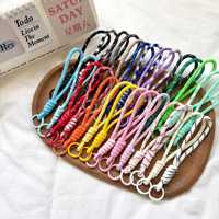 Bunter Polyester-Nylon-Knotenseil-Taschenanhänger, handgefertigter gewebter Anhänger, DIY-Schmuckherstellung, Schlüsselanhänger, Handyband, Ins-Taschen-Accessoire