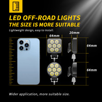 Mini projecteur de travail LED carré DXZ 2,5 pouces, 7 LED, projecteur marin tout-terrain, éclairage extérieur pour camion 4x4, certifié CE, garantie 1 an
