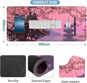 แผ่นรองเมาส์อนิเมะ XL ขนาดใหญ่ กันลื่น แบบกำหนดขนาดเอง ทำจากยาง ลายสี่เหลี่ยม สำหรับคีย์บอร์ด เล่นเกม ใช้ในสำนักงาน ขอบเย็บอย่างดี - Product Image 2