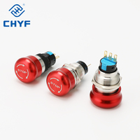 Bouton d'arrêt d'urgence 19mm 22mm 1NO1NC Tête de champignon rouge en acier inoxydable étanche 3A 220V CE pour machine
