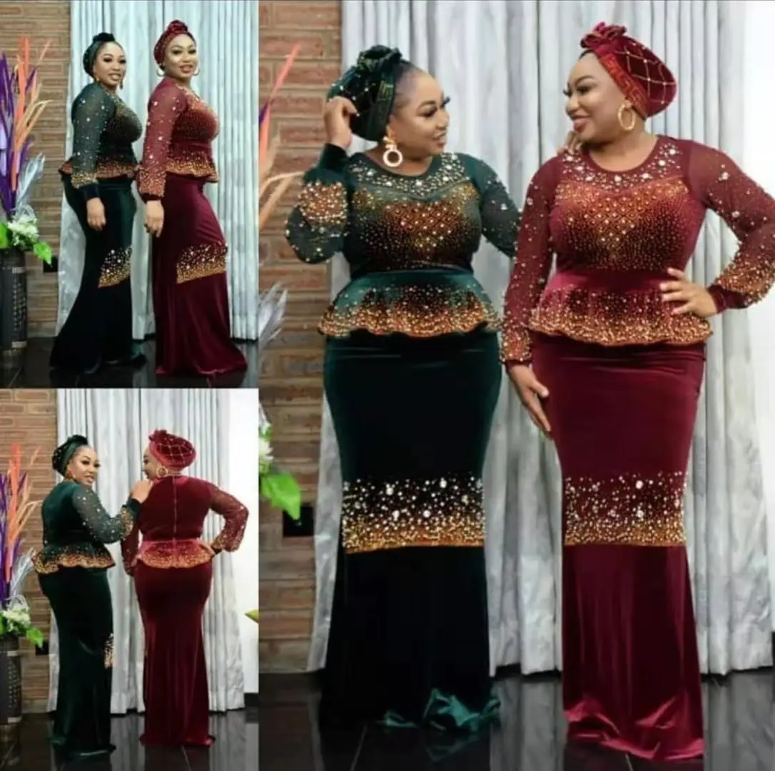 Avrupa ve amerikan moda müslüman uzun etek payet ile kilise elbise afrika kadınlar zarif uzun elbise