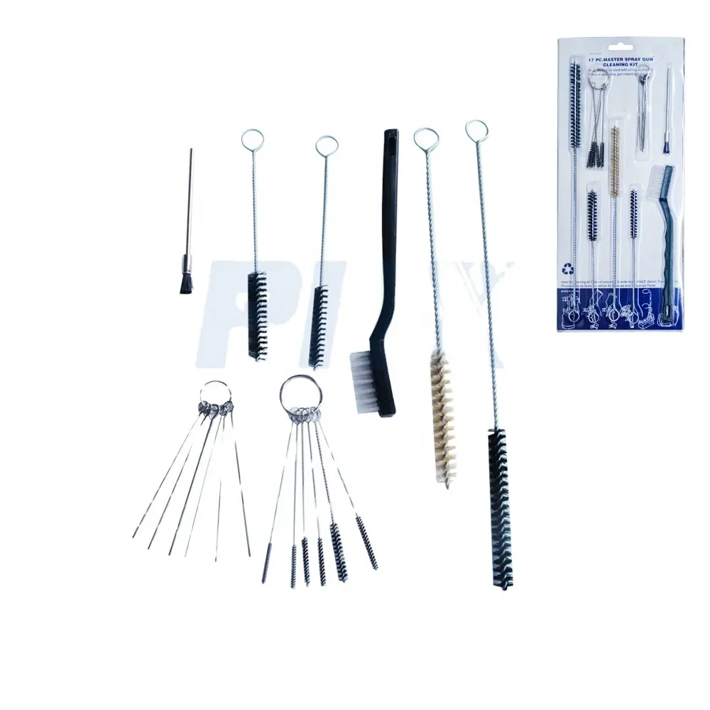 420.045 17 pièces pistolet de nettoyage et d'entretien Kit aérographe peinture pistolet de nettoyage brosse ensemble