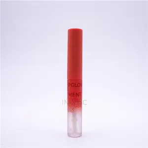 Lipgloss mini warna gradien, lip gloss ramping bulat merah, tabung mini 1ml kustomisasi