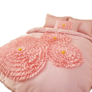 Parure de lit nordique à <span class=keywords><strong>fleurs</strong></span> en trois dimensions, <span class=keywords><strong>housse</strong></span> de <span class=keywords><strong>couette</strong></span> et taie d'oreiller - Product Image 4