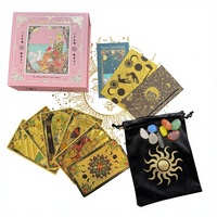 Ensemble de cartes de tarot pliables magnétiques de luxe pour débutants, édition dorée, classique Rider-Waite, 78 cartes, imprimées en couleur, imperméables