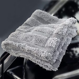 Premium double face 50x80cm tricoté microfibre <span class=keywords><strong>voiture</strong></span> détaillant serviette séchage rapide rayé corail polaire hybride torsion tissu pour le séchage - Product Image 2