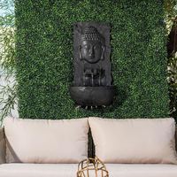 Fuente de Agua Eléctrica Portátil de Resina de Fibra de Vidrio con Diseño de Buda, Cascada Rectangular para Colgar en la Pared, para Uso en Interiores/Exteriores