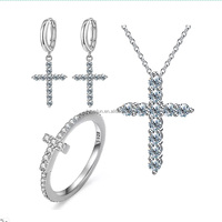 Bague de fiançailles et de mariage personnalisée en argent sterling 925 avec croix de Jésus en moissanite couleur D VVS1, bijoux pour femmes