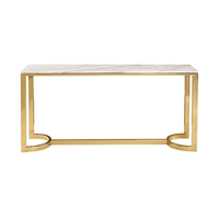 Console de luxe personnalisable en or miroir, avec structure en acier inoxydable et plateau en dalle de roche, design moderne, mobilier d'entrée pour villa