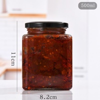 Bocal carré moderne en verre transparent pour cornichons, miel, sauce chili, confiture, pâte, emballage domestique, bouteille scellée sans BPA, anti-fuite