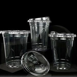 Gobelets jetables en PET de 98 mm, 16 oz, 500 ml avec logo personnalisable, impression sérigraphique et couvercles pour boissons froides, sodas, jus et thé Boba - Product Image 5
