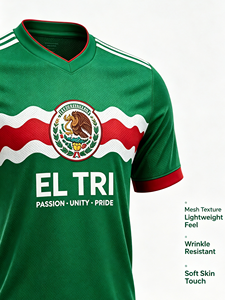 Camiseta de Fútbol de México <span class=keywords><strong>El</strong></span> Tri, Jersey Nacional de Poliéster de Secado Rápido, Uniforme Personalizado con Estampado, Ropa Deportiva para Fanáticos, Hombres y Mujeres - Product Image 4