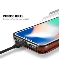 Étui en Cuir PU Luxe à Rabat Portefeuille pour iPhone XS Max XR 10 avec Multi-Porte-Cartes, Coque de Téléphone pour iPhone X 6 6s 7 8 Plus