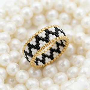 Namayo Women's Bohemian Modern Handmade Miyuki Beaded Geometric <b>Ring</b> 18K Gold Plated US Size 5-9 - Product Image 2