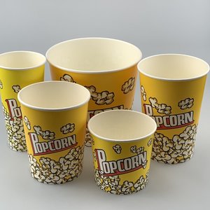 Seau en papier jetable personnalisé pour popcorn et poulet frit, 24 oz, 32 oz, 85 oz, 170 oz, gobelet à popcorn - Product Image 1