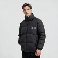 Veste d'hiver matelassée unisexe personnalisée LEDUO noire à col montant et fermeture éclair intégrale pour homme, idéale pour l'extérieur