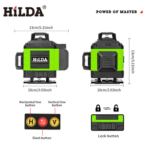 Nivel Láser <span class=keywords><strong>HILDA</strong></span> <span class=keywords><strong>4D</strong></span> de 16 Líneas, Haz Verde, Horizontal 360°, Autonivelante, Luz Vertical y Horizontal, Instrumento Óptico - Product Image 3