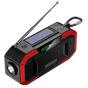 Solar Radio,Upgrade 1.3W Foldable Solar Panels,5000mAh Portable Hand Crank  AM/FM/WB/NOAA Emergency Weather Alert Radio,Power Bank Cell Phone