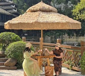 Parapluie en aluminium commercial de poteau central de parapluie de paille de jardin de parasol - Product Image 3