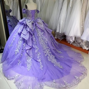 Abiti da ballo 2026 nuovo stile, abiti da Quinceañera, abiti viola per <span class=keywords><strong>laurea</strong></span> e feste <span class=keywords><strong>di</strong></span> compleanno, Vestidos con fiori ricamati - Product Image 1