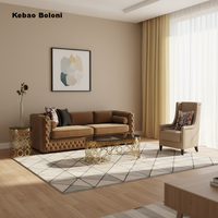 Canapé modulaire carré en microfibre de style européen avec accoudoirs pour salon, canapé marron pour villa et appartement