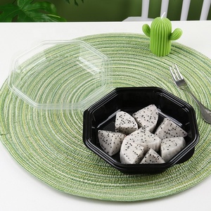 Restaurante ecológico de alta calidad, plástico <span class=keywords><strong>Rectangular</strong></span> negro, eliminación de PS, contenedor de ensalada para llevar comida - Product Image 3