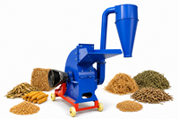 Nouveau broyeur à marteaux cyclonique portable multifonctionnel, capacité de 2 tonnes/heure pour maïs, paille, céréales, aliments pour bétail et volailles, diesel/essence