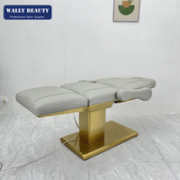 Lit de soin électrique de luxe avec base dorée, 3 moteurs réglables, pour spa, massage et salon de beauté