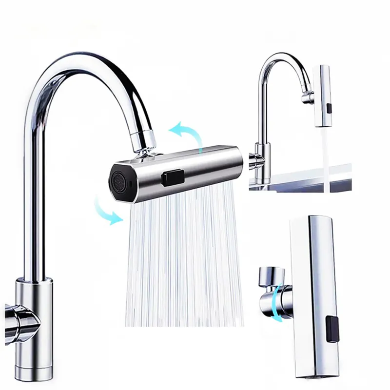 Plastic 3 Gears Universal Swivel Rotating Tap Extension Robotic Arm Faucet Aerator 1080 Faucet Extender for Bathroom Sink