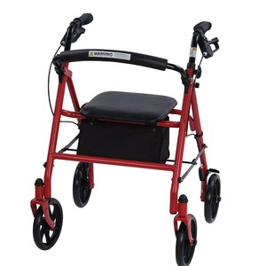 Foxconn Four-Wheeled Walker Red Foldable With <b>Seat</b> And <b>Storage</b> For Elderly Mobility Aid - Product Image 1