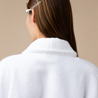 Peignoir de luxe en coton éponge, style kimono, col blanc, confortable et chaud pour la maison et les boutiques, vêtement de détente à manches longues pour femme, commande en gros