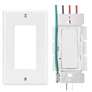 Interrupteur mural minimaliste blanc en plastique, commande tactile unipolaire, 15A 120V IP20, interrupteur à bascule Decora - Product Image 2