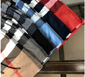 Pantaloncini Casual da Uomo di Design Taglie Forti con Logo Bur Berry, Sportivi, da Jogging, a Righe, in Tela Impermeabile, Vestibilità Larga, Kaki, alla Moda, a Quadri - Product Image 5