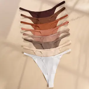 Celana Dalam Wanita Seksi, T-back, Ramah Kulit, Warna Solid Tambal Sulam Stretch Thong Wanita G-string Celana Dalam Wanita