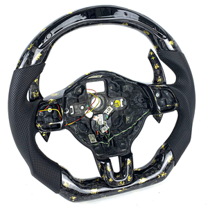Volante de Fibra de Carbono Forjado con Copos de Oro Personalizado para <span class=keywords><strong>Volkswagen</strong></span> <span class=keywords><strong>Golf</strong></span> MK6 <span class=keywords><strong>GTI</strong></span> 2008 2009 2010 2011 <span class=keywords><strong>2012</strong></span> 2013 - Product Image 3